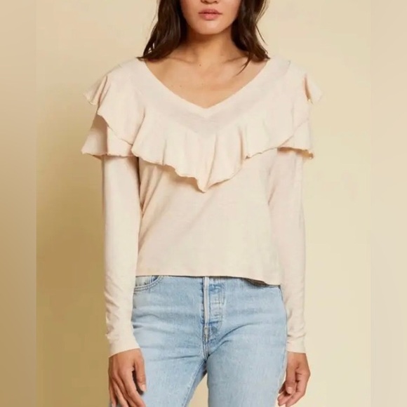 Nation LTD Tops - Nation LTD top S Kelsey Beige Ruffle Luxury Romantic long sleeve